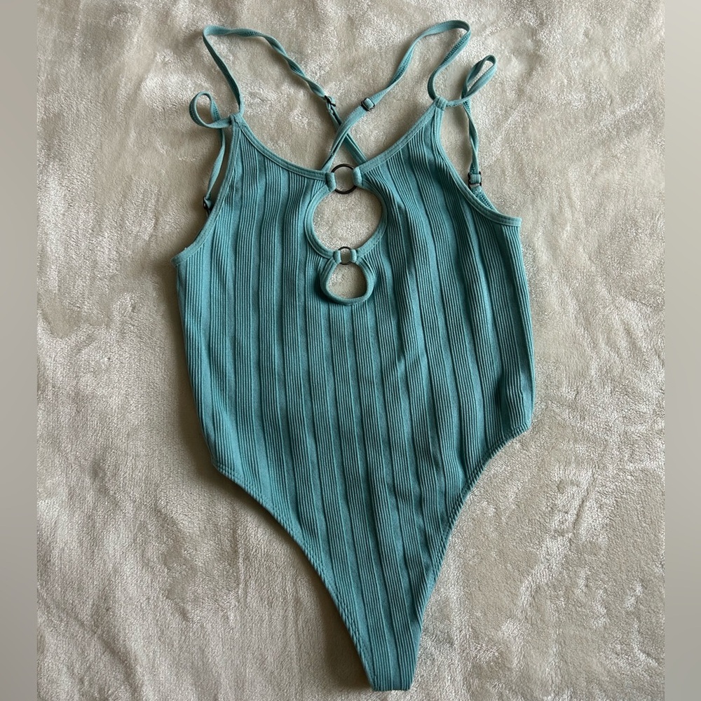 Urban Outfitters Teal Ribbed Woman’s Bodysuit
